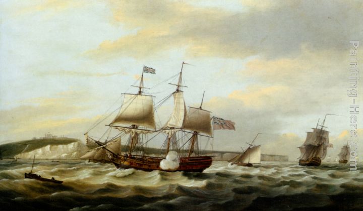 A Merchant Ship Signaling for a Pilot of the Cliffs of Dover painting - Thomas Luny A Merchant Ship Signaling for a Pilot of the Cliffs of Dover art painting